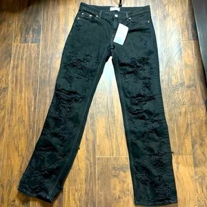 Black jeans size 4 ripped baggy new with tags